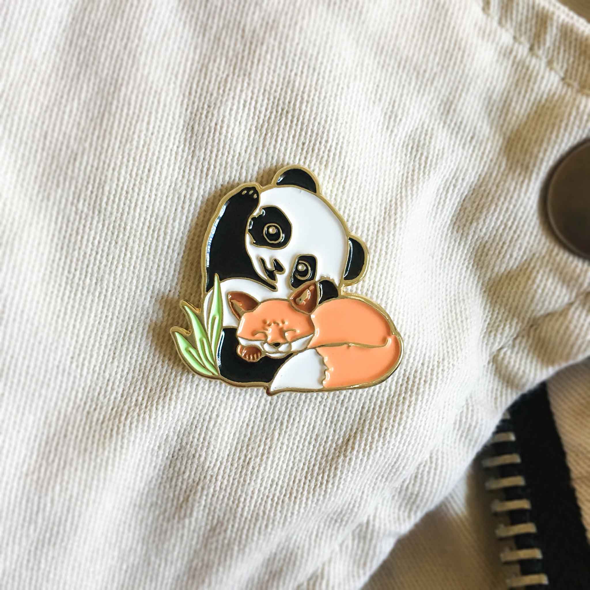 Panda & Fox Enamel Pin